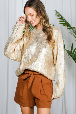 Annie Metallic Sweater: Silver