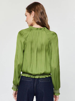 Surplice V-neck Blouson Blouse: Olive / S