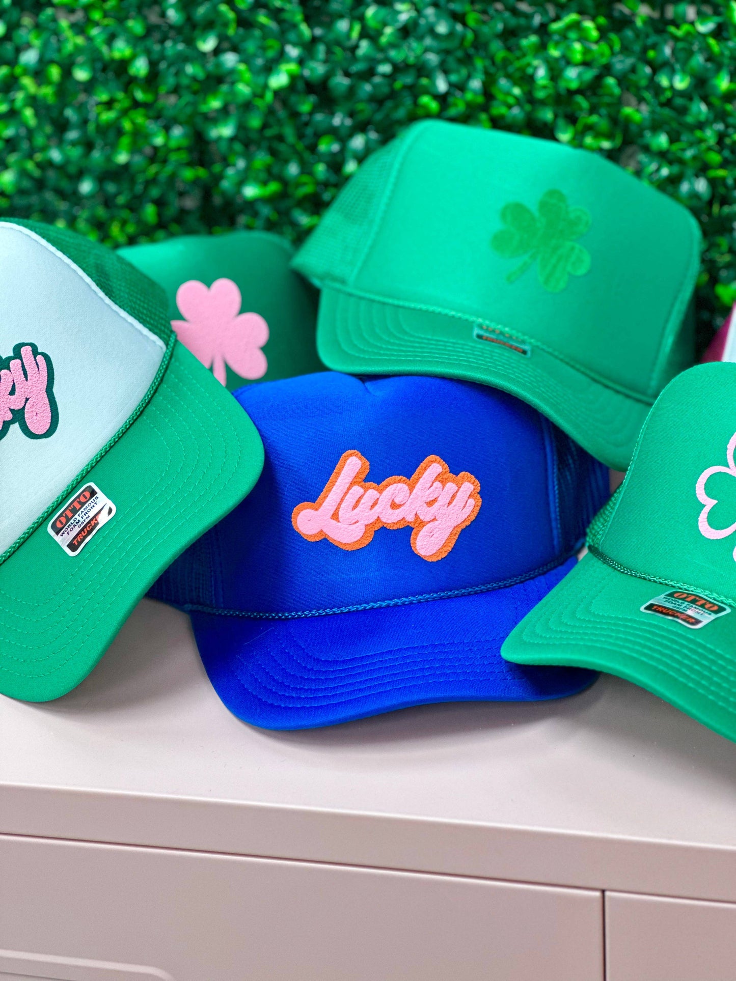 Lucky- Kelly Green/White Trucker