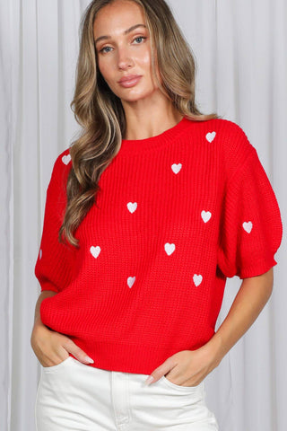 Windsor Heart Sweater: White