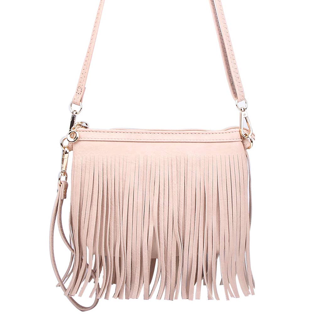 CROSSBODY FRINGE BAG: Fuchsia