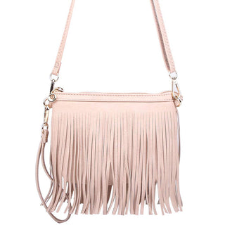 CROSSBODY FRINGE BAG: Fuchsia