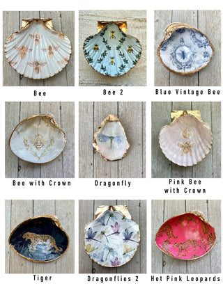 Decoupage Shells - Birds, Butterflies, and Nature Collection: Tiger / Scallop