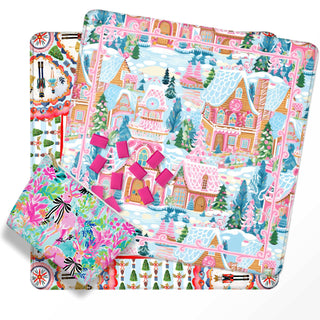 Mahjong Mat 31", Neoprene, Holiday, Christmas, Winter: Sugar Plum / Neoprene without bag