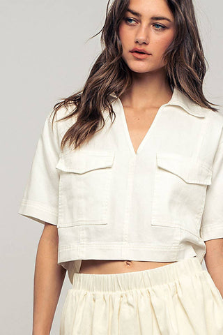 Collared Camp Shirt: BLACK