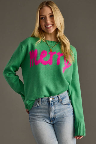 Merry Sweater: Green/Pink