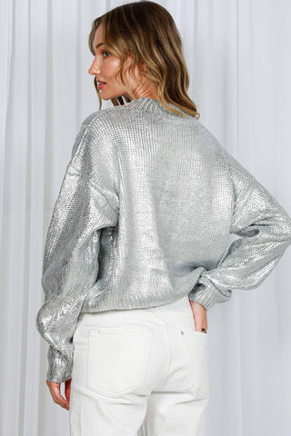 Annie Metallic Sweater: Silver