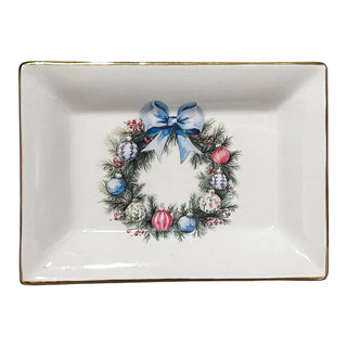 Holiday wreath dice dish