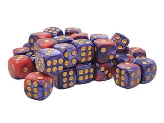 36ct 12mm D6 Dice Set: Vorpal - Red & Purple w/ Gold