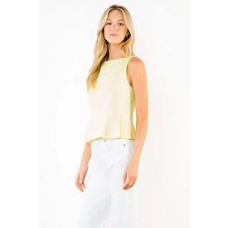 Sleeveless Peplum Top: YELLOW / XS-S-M-L(1-2-2-1)