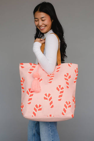 Pink Candy Cane Tote