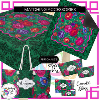 Emerald Bliss Floral Neoprene Mahjong Table Mat Co