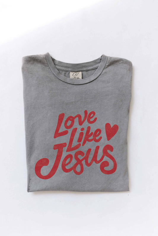 LOVE LIKE JESUS Mineral Washed Graphic Top: STORM