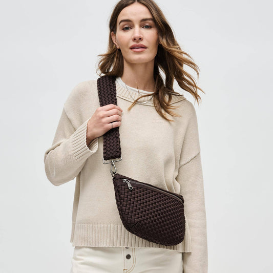 Ethereal - Woven Neoprene Crossbody Bag: Chocolate