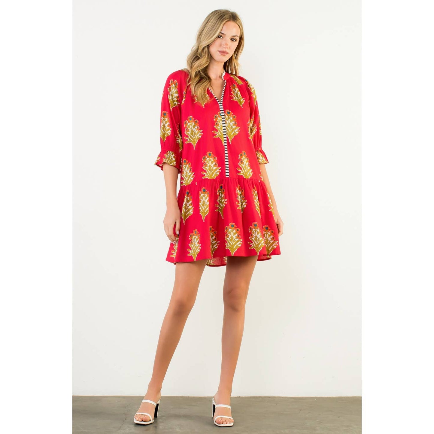 Ayla Floral Detailed V-Neck Dress