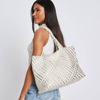 Solana Woven Tote: Chocolate Ivory