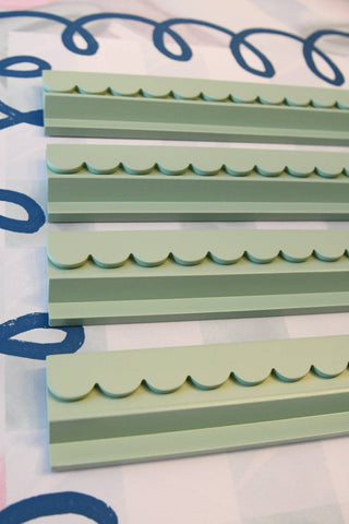 Eucalyptus Green Scalloped Wooden Mahjong Racks - 20 inches: Eucalyptus