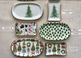 Christmas Ceramic Jewelry tray: Small / Watercolor Trees