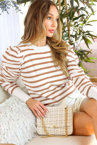 Mallory Striped Sweater: Black