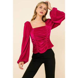 Lilla Velvet Ruched Top