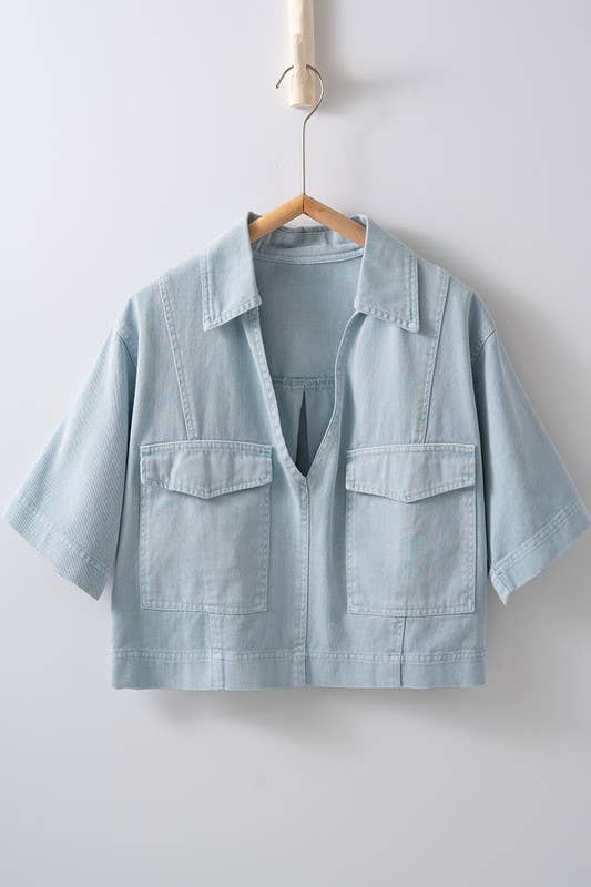 Collared Camp Shirt: BLACK