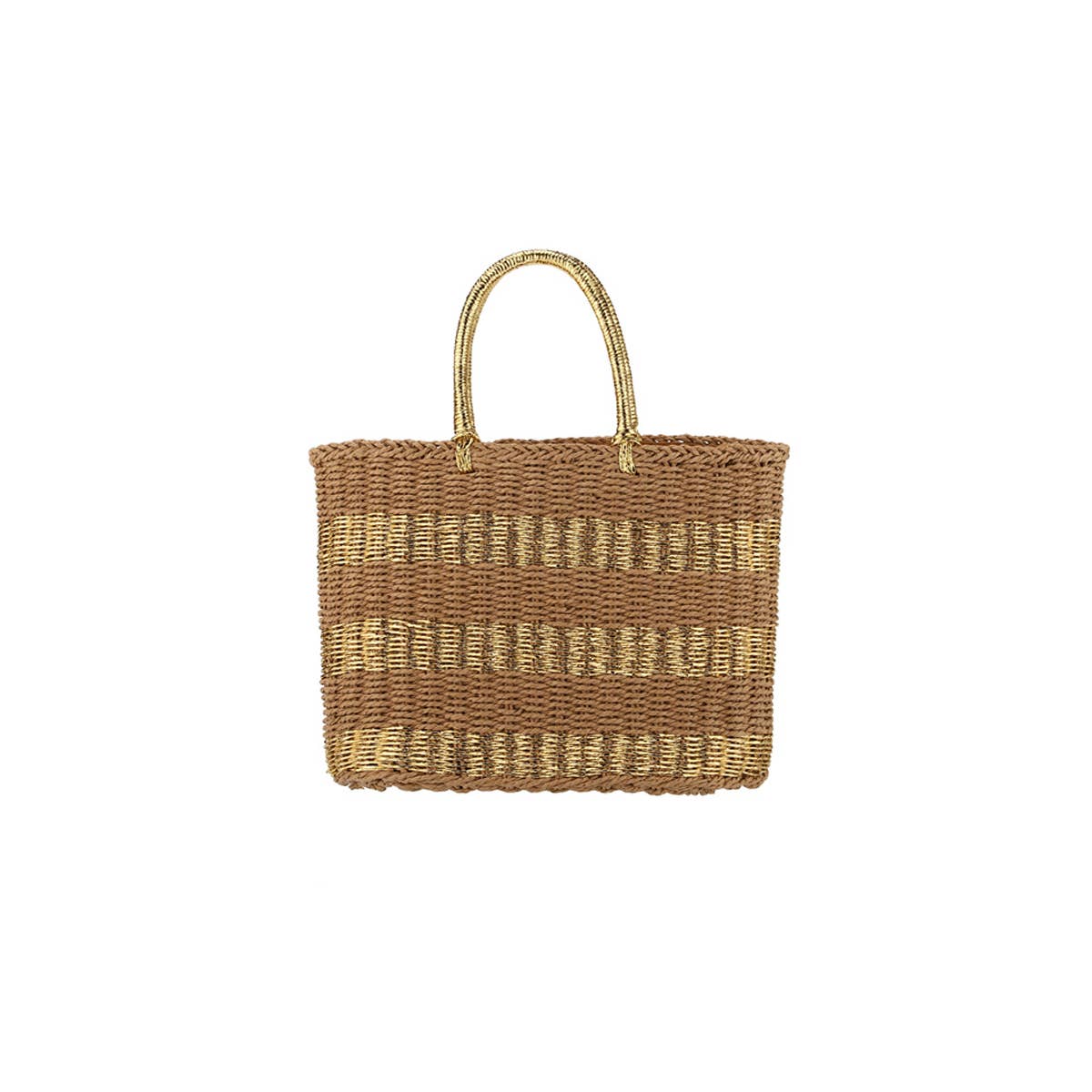 Braided Straw Striped Tote Bag: SILVER