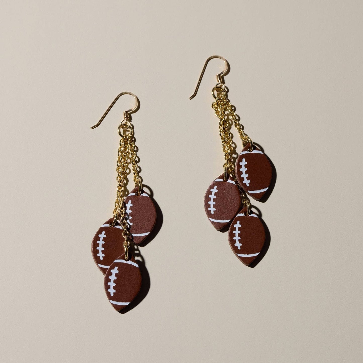 Touchdown Football Earrings: Gold