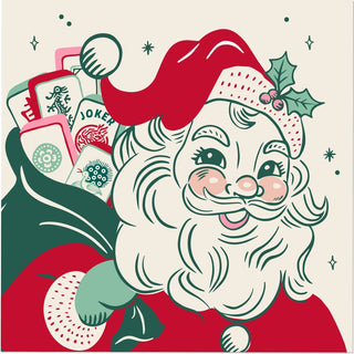 Mahjong Holiday Cocktail Napkins | Mahj Santa