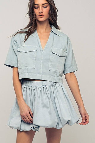 Collared Camp Shirt: BLACK