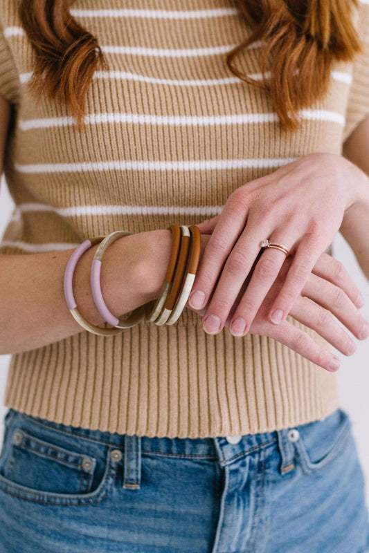 Blushed Matte Horn Bangle Set