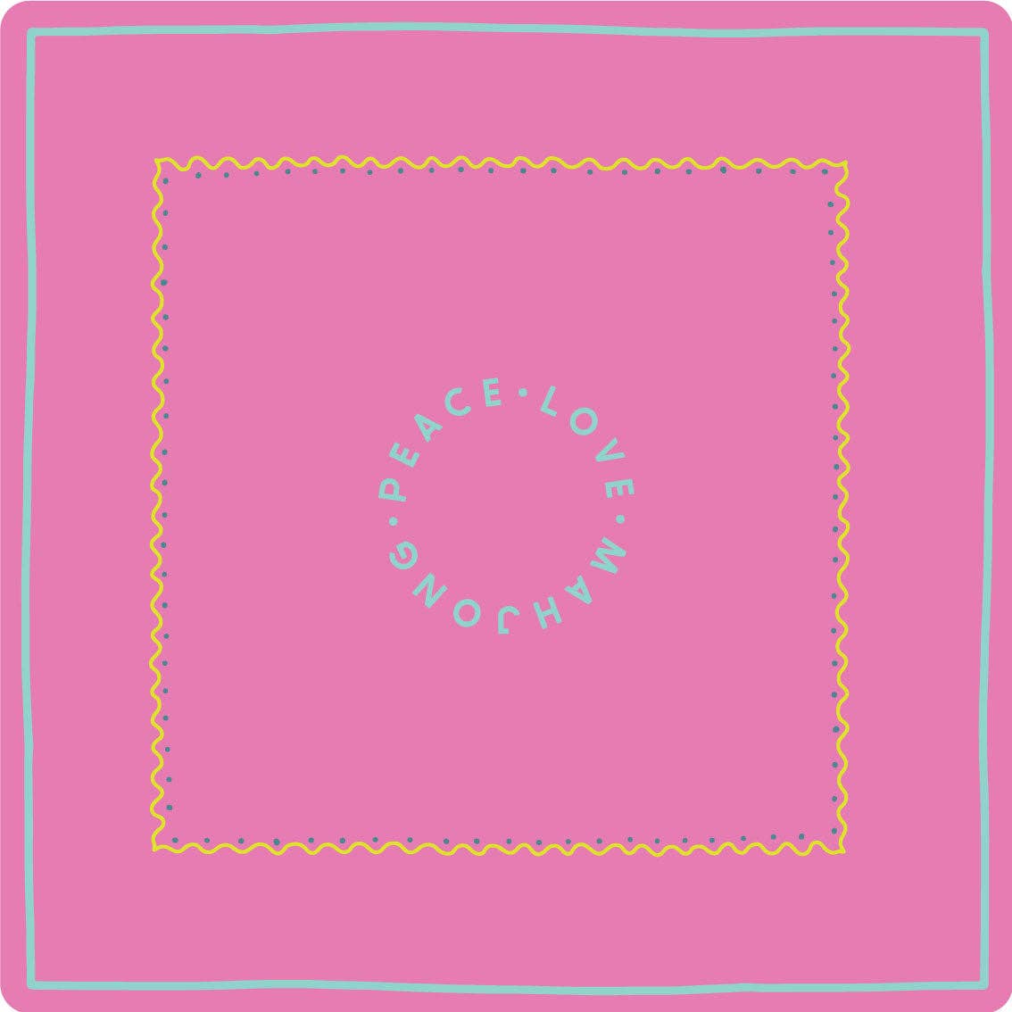 Mahjong Mat: Light Pink with Chartreuse & French Blue