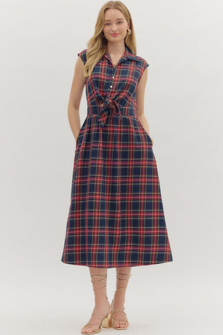 Sadie Plaid Midi Dress
