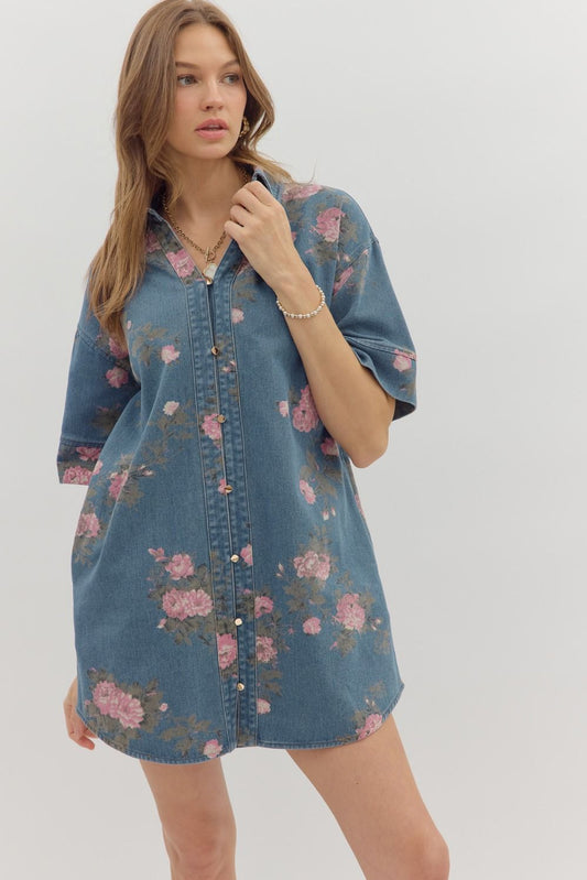 Tucker Denim Floral Dress