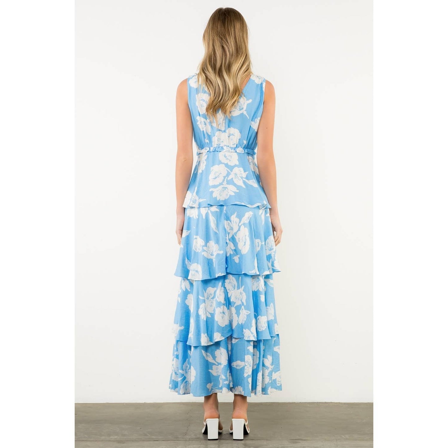 Floral Flutter Tiered Maxi Dress