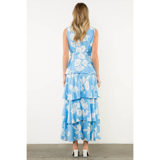 Floral Flutter Tiered Maxi Dress
