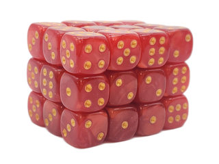 Old School 36ct 12mm D6 Dice Set: Pearl Drop - Red w/ Gold