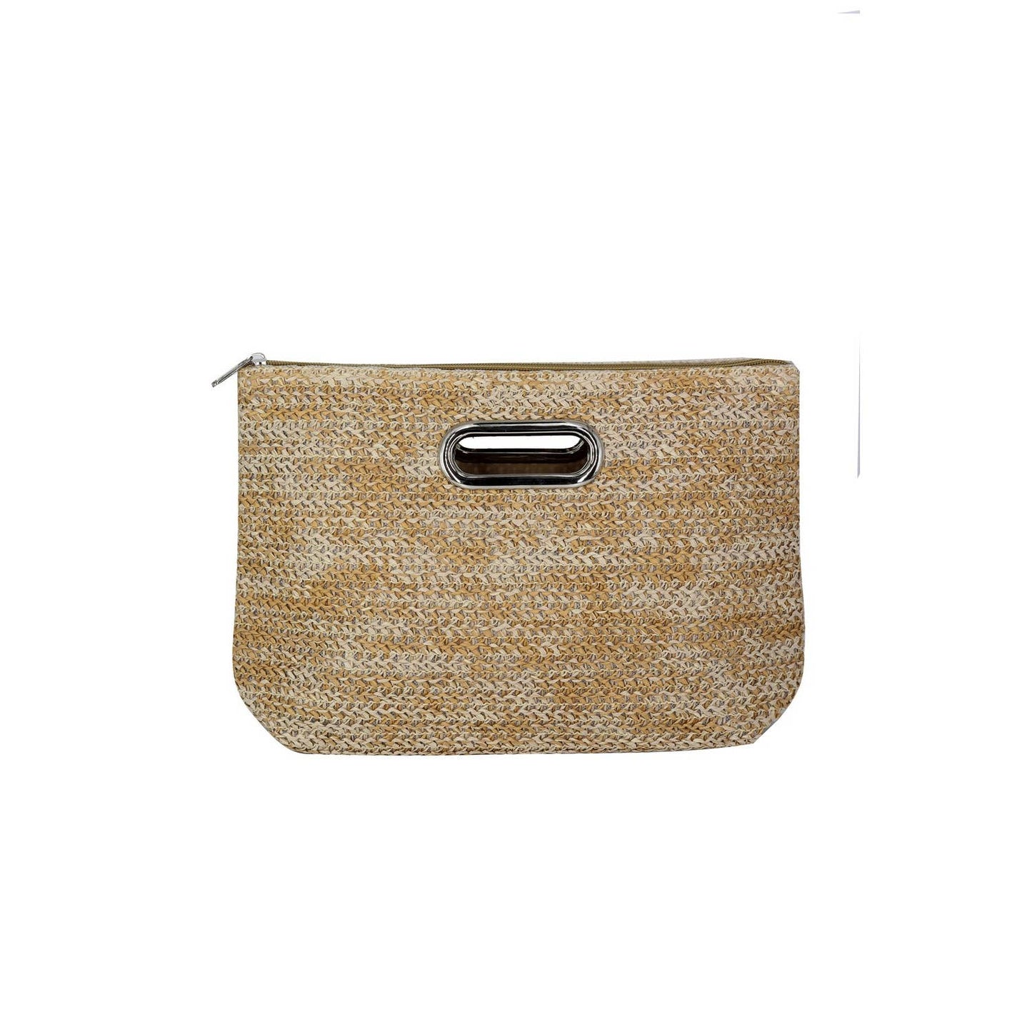 Mixed Color Straw Clutch Bag: Black