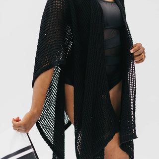 Coastal Views Crochet Tie Kimono: White