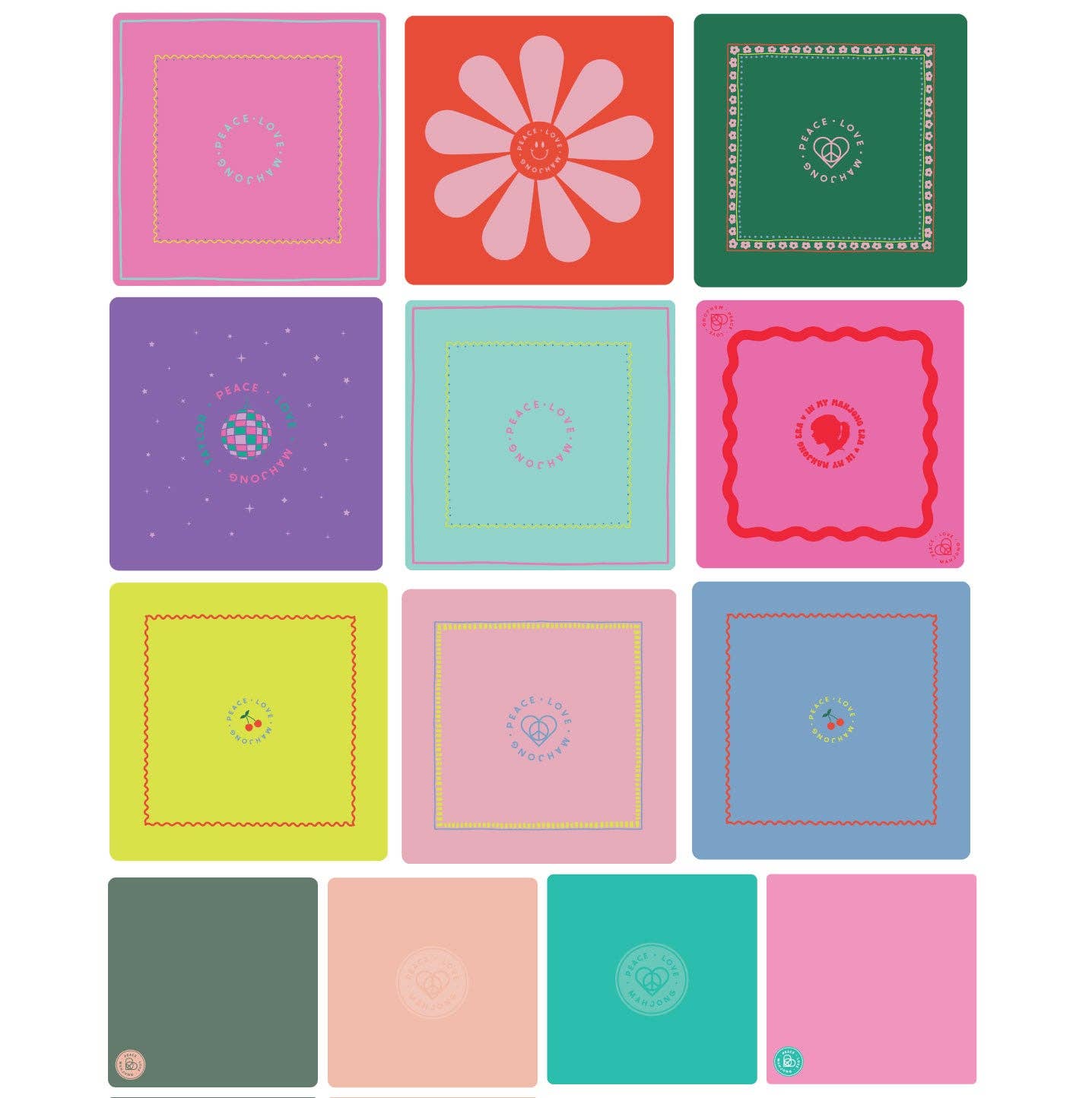 Mahjong Mat: Light Aqua with Yellow & Pink