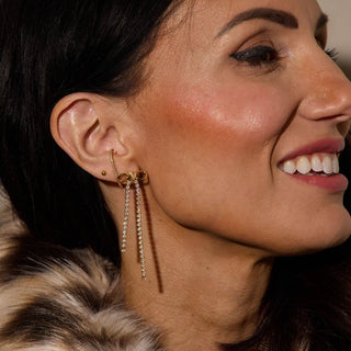 Gold Crystal Bow Earrings