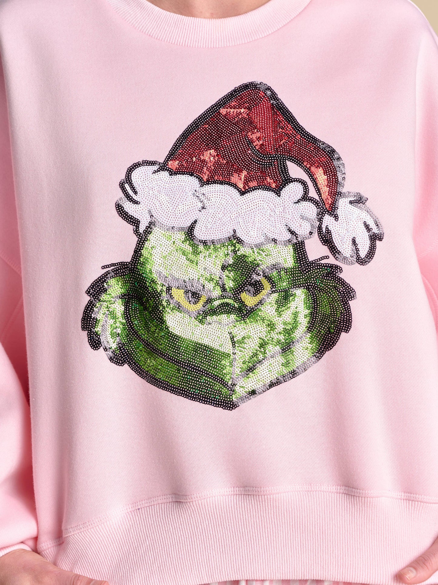 The Sequin Grinch Balloon Sleeve Pullover