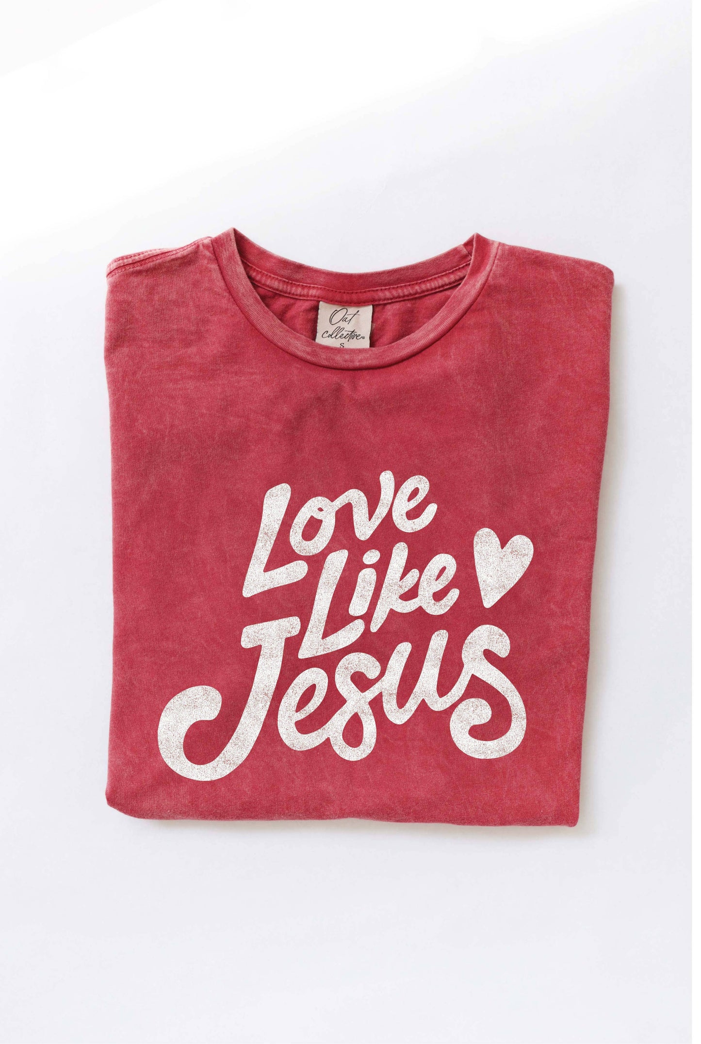 LOVE LIKE JESUS Mineral Washed Graphic Top: STORM / XL