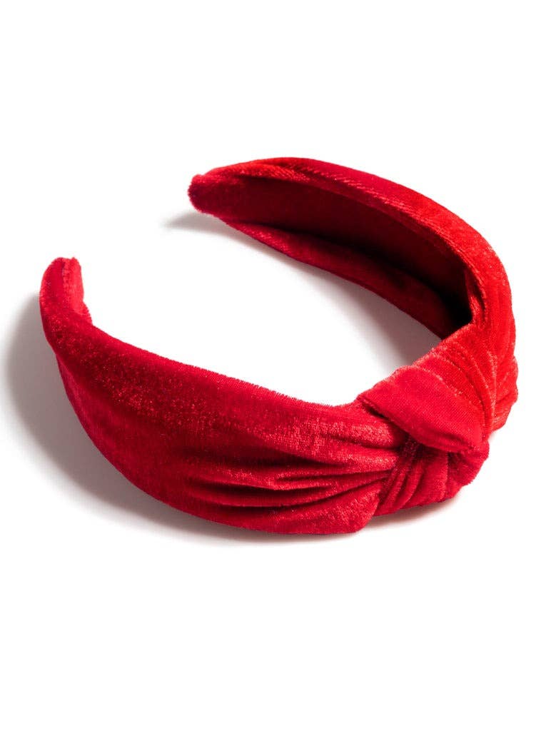 KNOTTED VELVET HEADBAND: Red