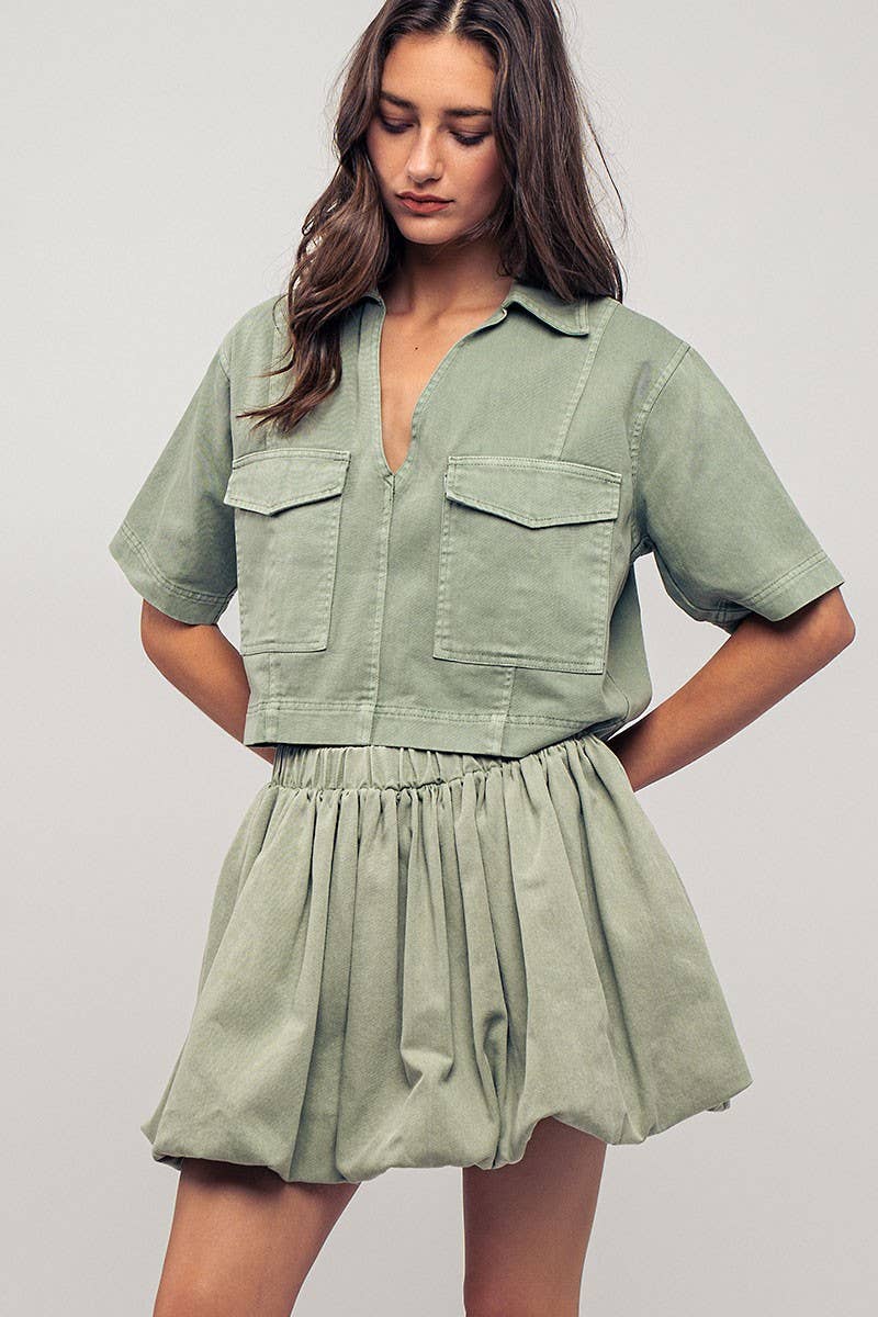 Collared Camp Shirt: BLACK