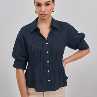 AT2805 Short sleeve pinktuck shirt: SAND / L