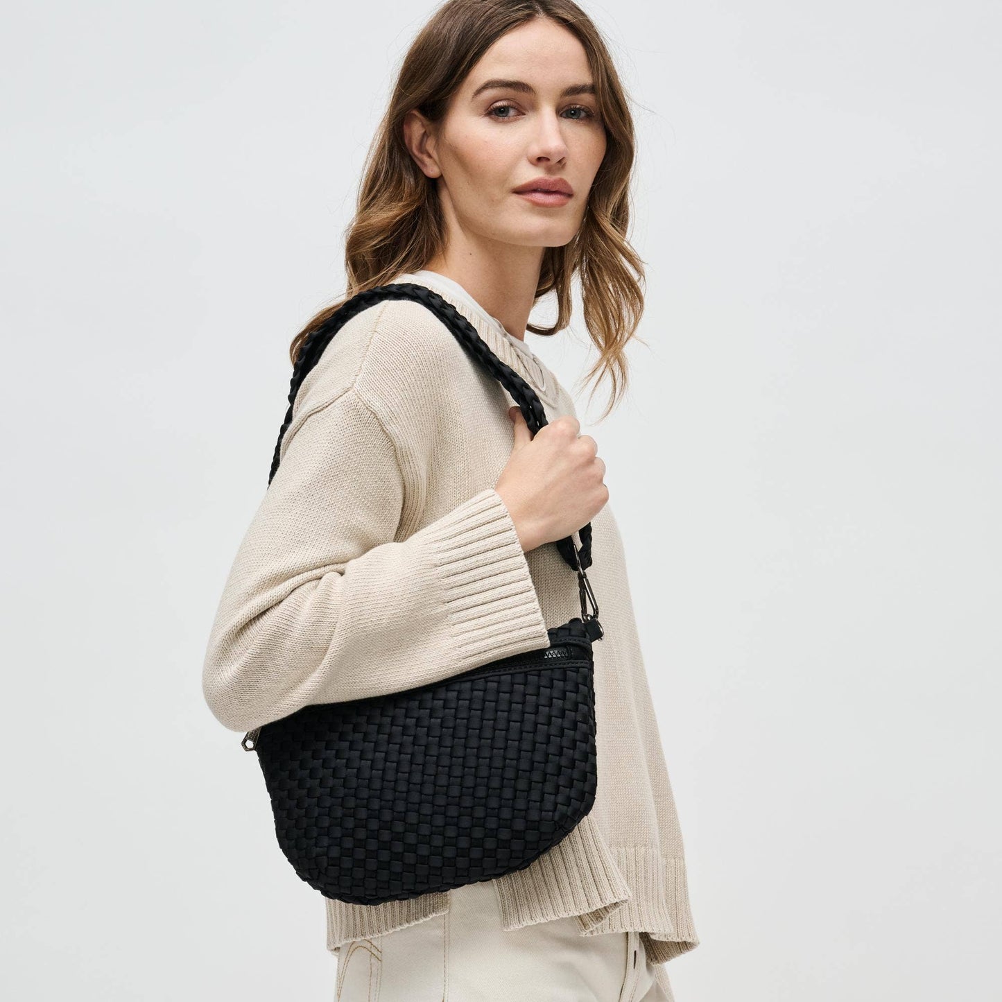 Ethereal - Woven Neoprene Crossbody Bag: Nude