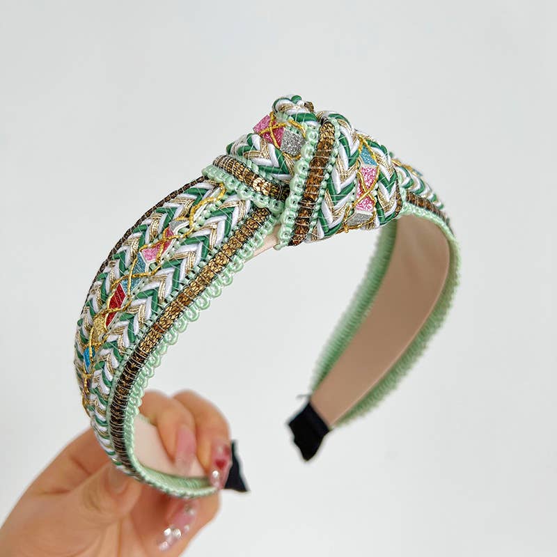 Boho Embellished Woven Knot Headband