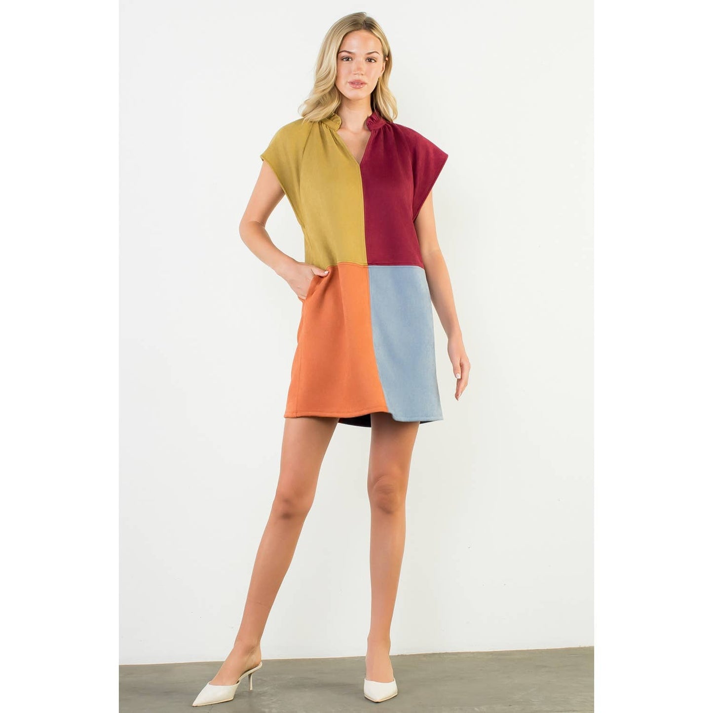 Tara Short Sleeve Color block Dress