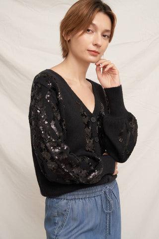 Veronica Sequin Striped Sweater Cardigan