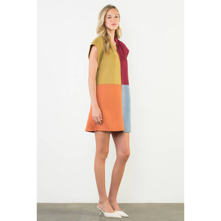 Tara Short Sleeve Color block Dress